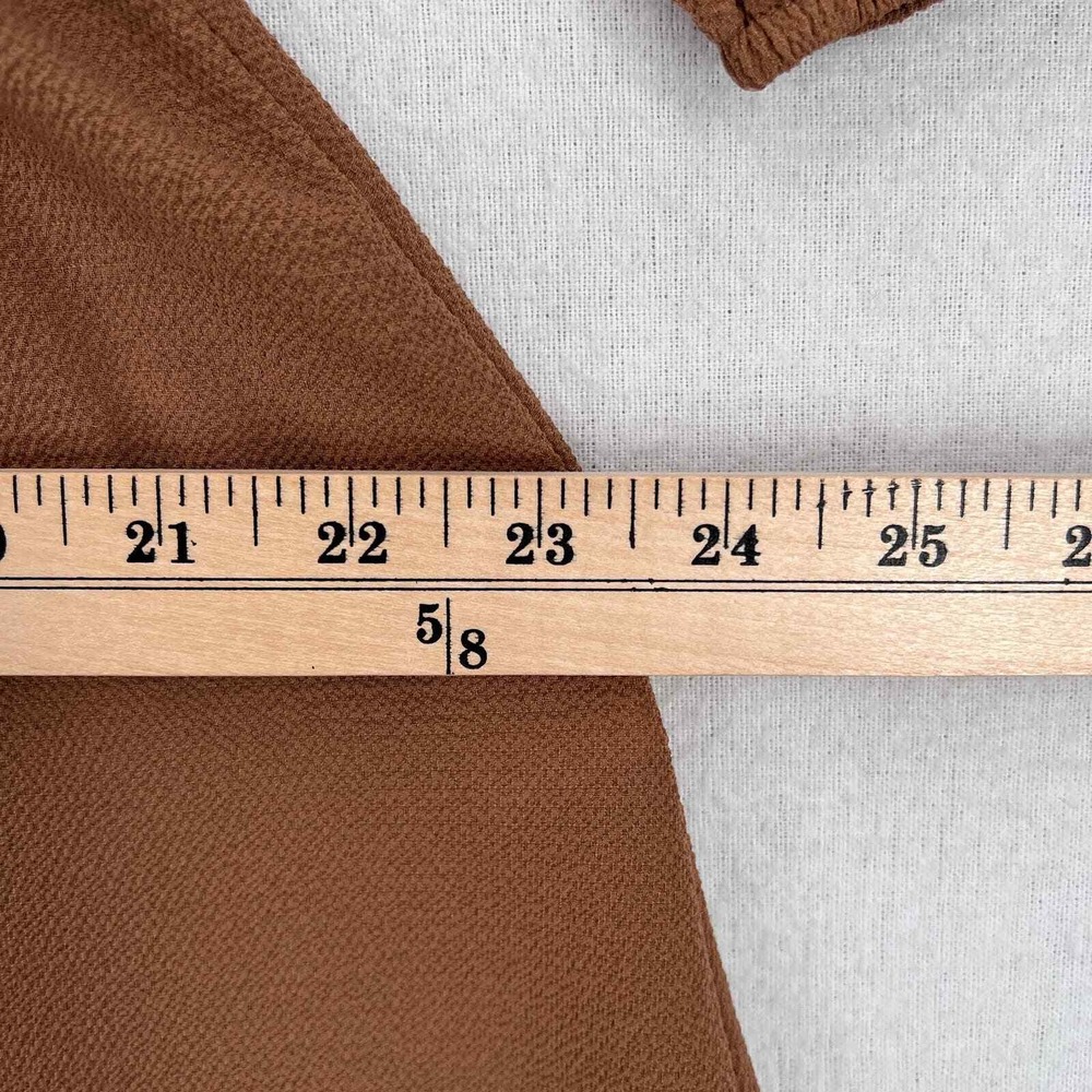 SABO SKIRT Mini Dress Women XS Brown Wrap Long Sleeve Smocked Waist Pull on - Picture 14 of 16